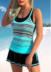 Drawstring Polka Dot Cyan Tankini Top-No Bottom
