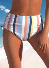 High Waisted Multi Stripe Print Bikini Bottom
