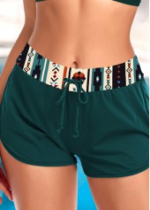Mid Waisted Tribal Print Turquoise Swim Shorts