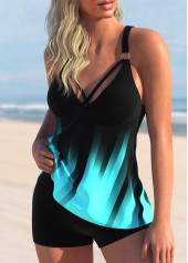Criss Cross Ombre Cyan Tankini Top-No Bottom | picture 3