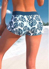 Mid Waisted Tropical Plants Print Peacock Blue Swim Shorts | thumb picture 