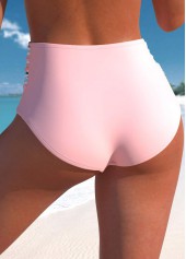 High Waisted Light Pink Multi Stripe Print Bikini Bottom | thumb picture 