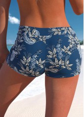 Mid Waisted Leaf Print Peacock Blue Swim Shorts | thumb picture 