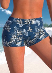 Mid Waisted Leaf Print Peacock Blue Swim Shorts | thumb picture 