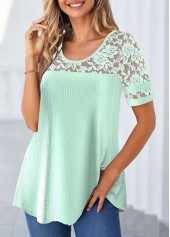 Mint Green Lace Short Sleeve T Shirt