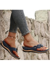 Navy Toe Post Mid Heel Flip Flops