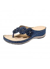 Navy Toe Post Mid Heel Flip Flops | thumb picture 