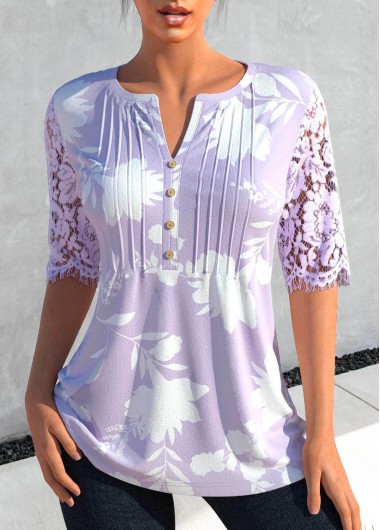  Modlily-Women's Clothing > Tops > Blouses&Shirts-COLOR-Light Purple