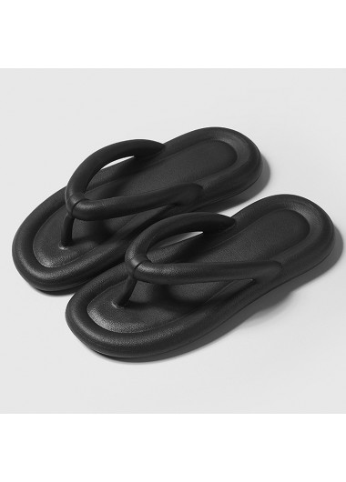 Rubber Black Toe Post Falt Flip Flops | modlily.com - USD 11.98