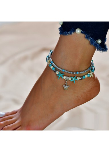 women clothes image of Asymmetrical Design Silver Jade Detail Anklet