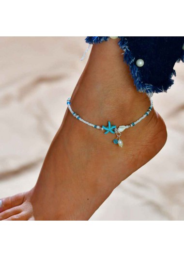 women clothes image of Sky Blue Alloy Design Star Anklet
