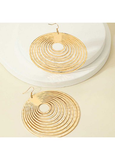 Gold Round Alloy Cut Out Earrings