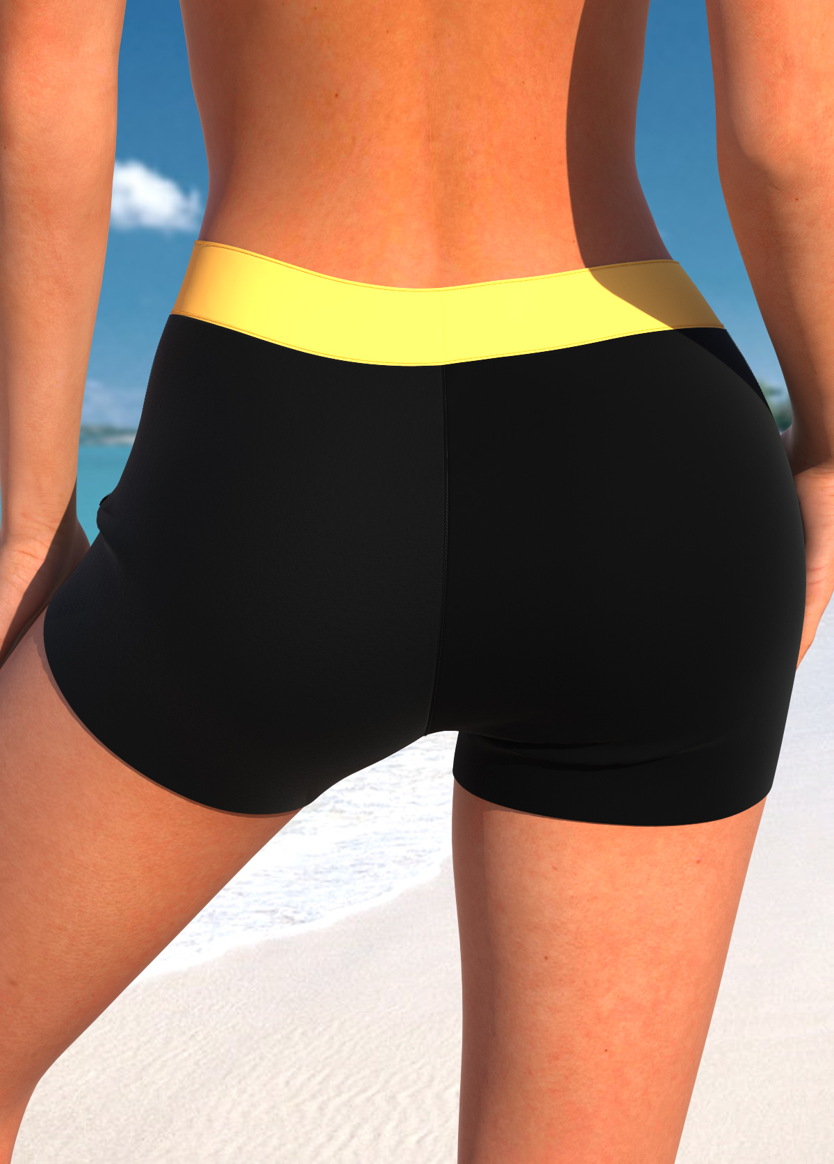 Mid Waisted Yellow Contrast Swim Shorts