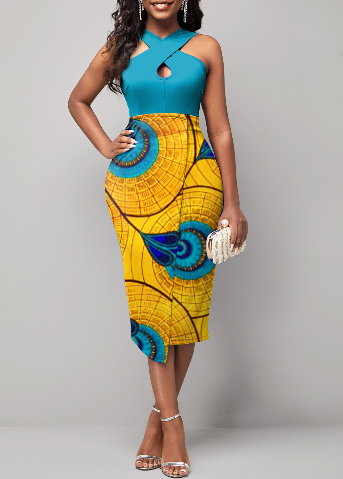 Multi Color Tribal Print Sleeveless Dress