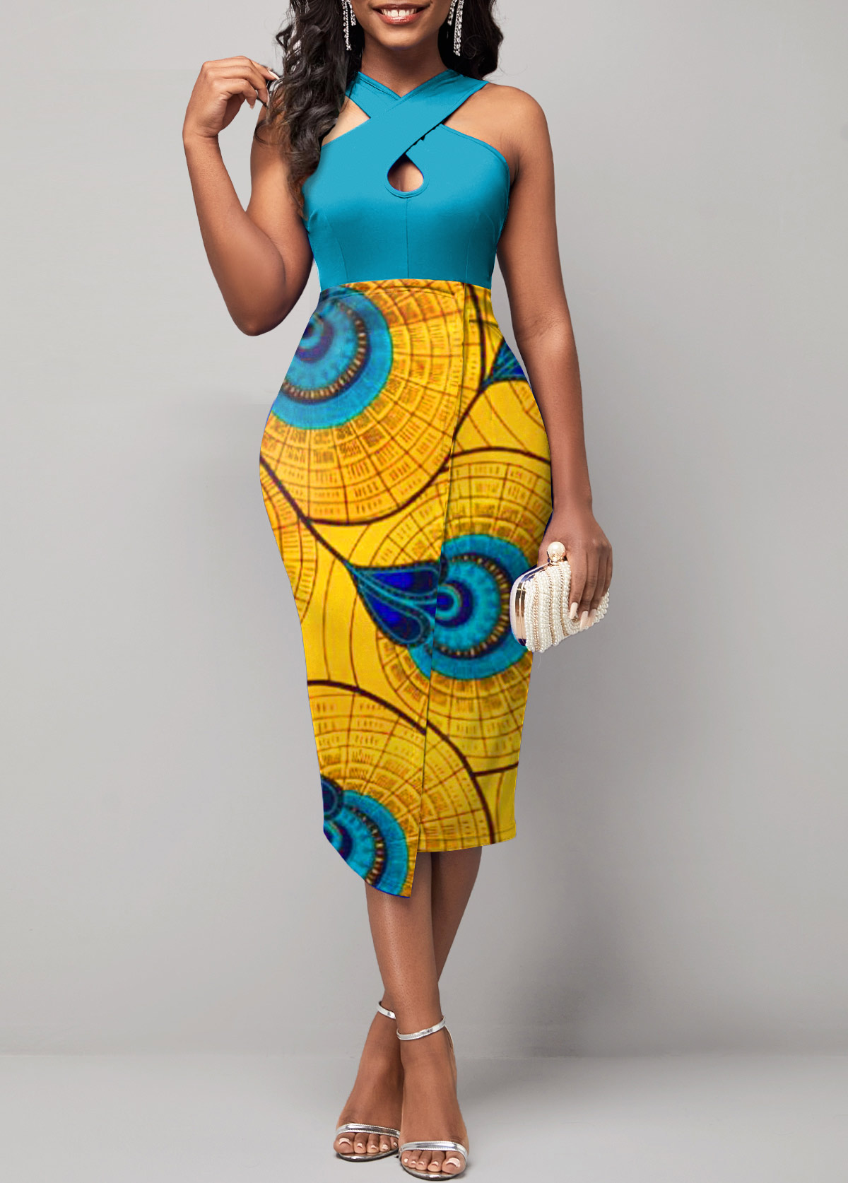 Multi Color Tribal Print Sleeveless Dress