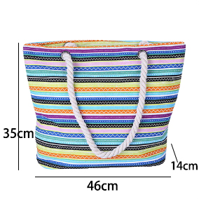 Multi Color Striped Zip Hand Bag