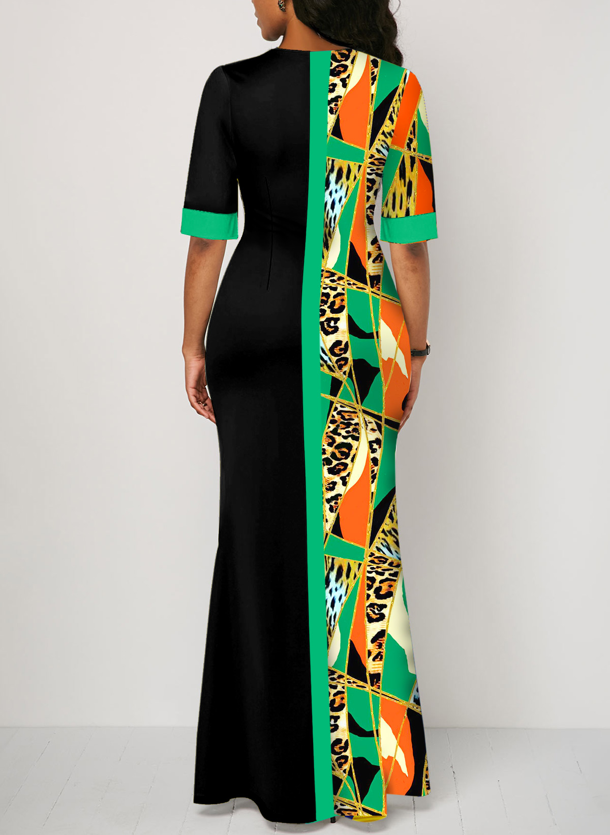 Multi Color Split Leopard Maxi Dress
