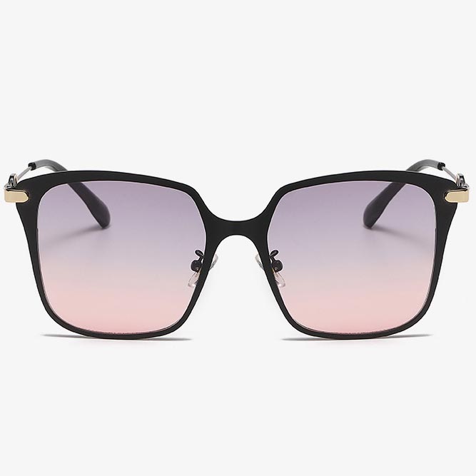 Pink Geometric Ombre Plastic Contrast Sunglasses