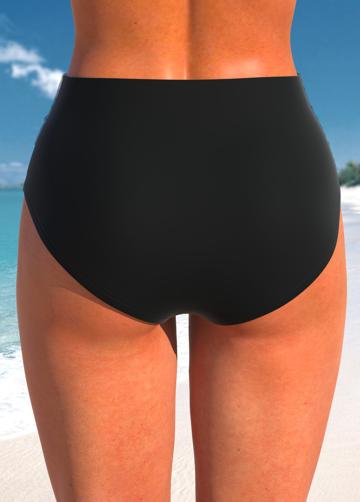 High Waisted Black Stretch Bikini Bottom