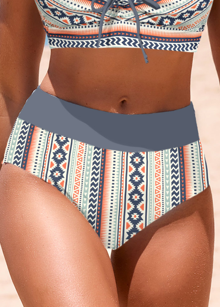 Mid Waisted Tribal Print Grey Bikini Bottom | linkimg