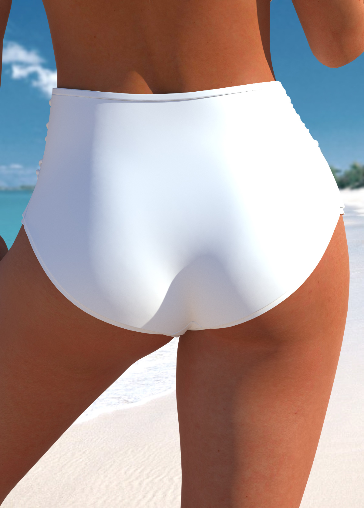 Mid Waisted White Skinny Bikini Bottom