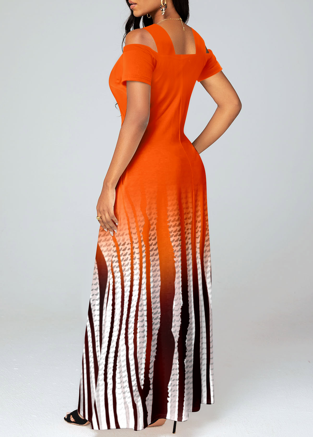 Plus Size Orange Criss Cross Ombre Maxi Dress