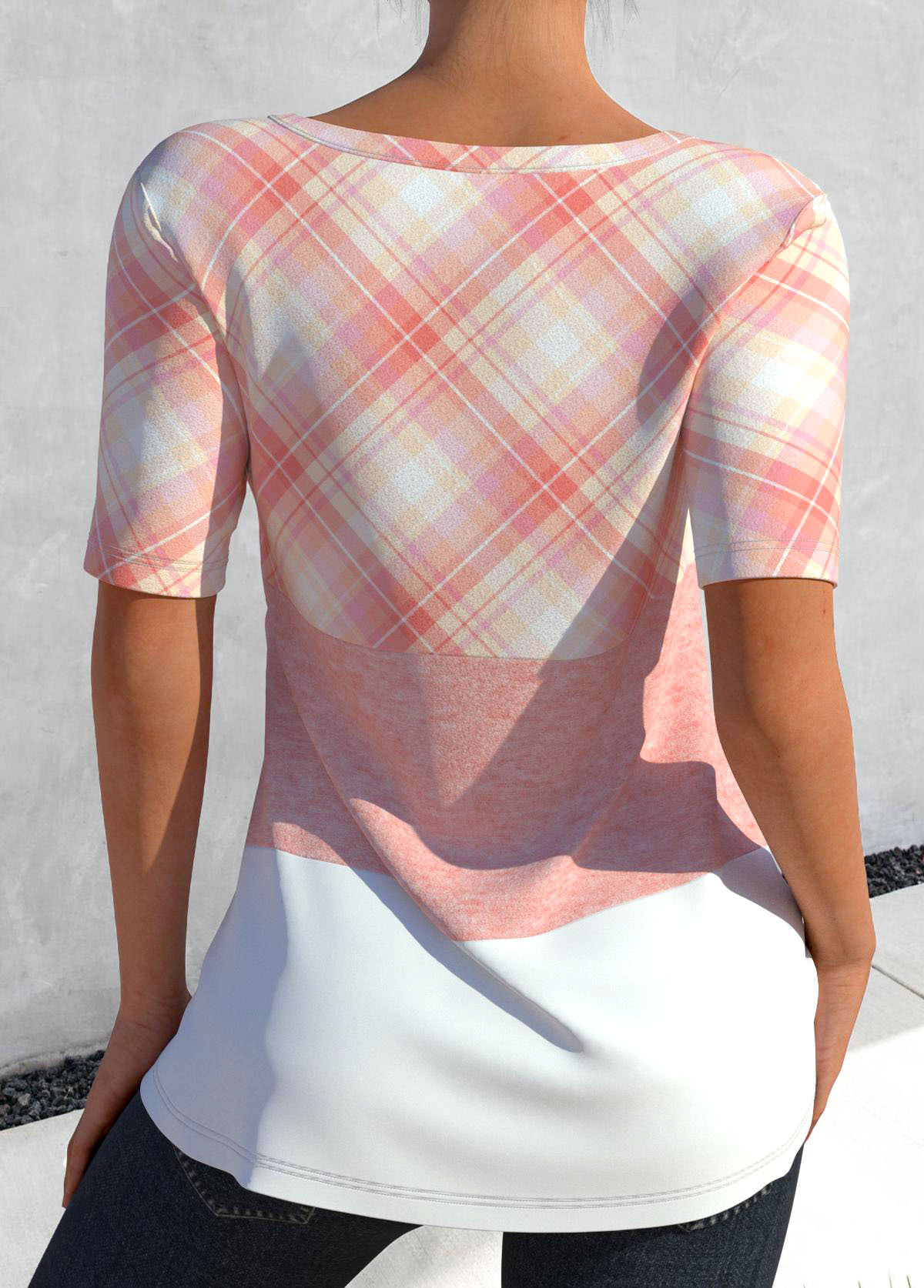 Plus Size Plaid Short Sleeve T Shirt | picture 