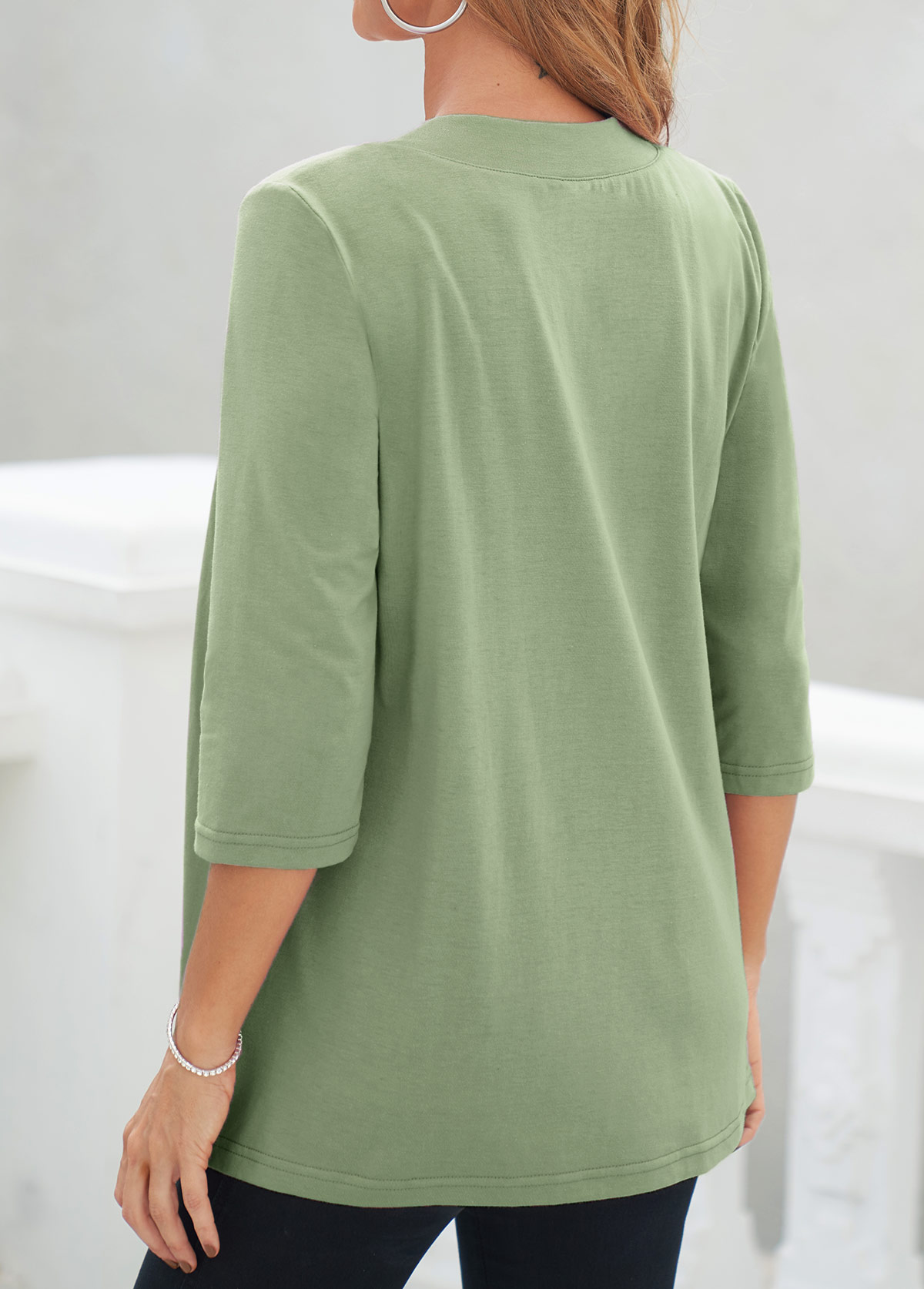 Sage Green Lace 3/4 Sleeve Cardigan and Tank Top | picture 