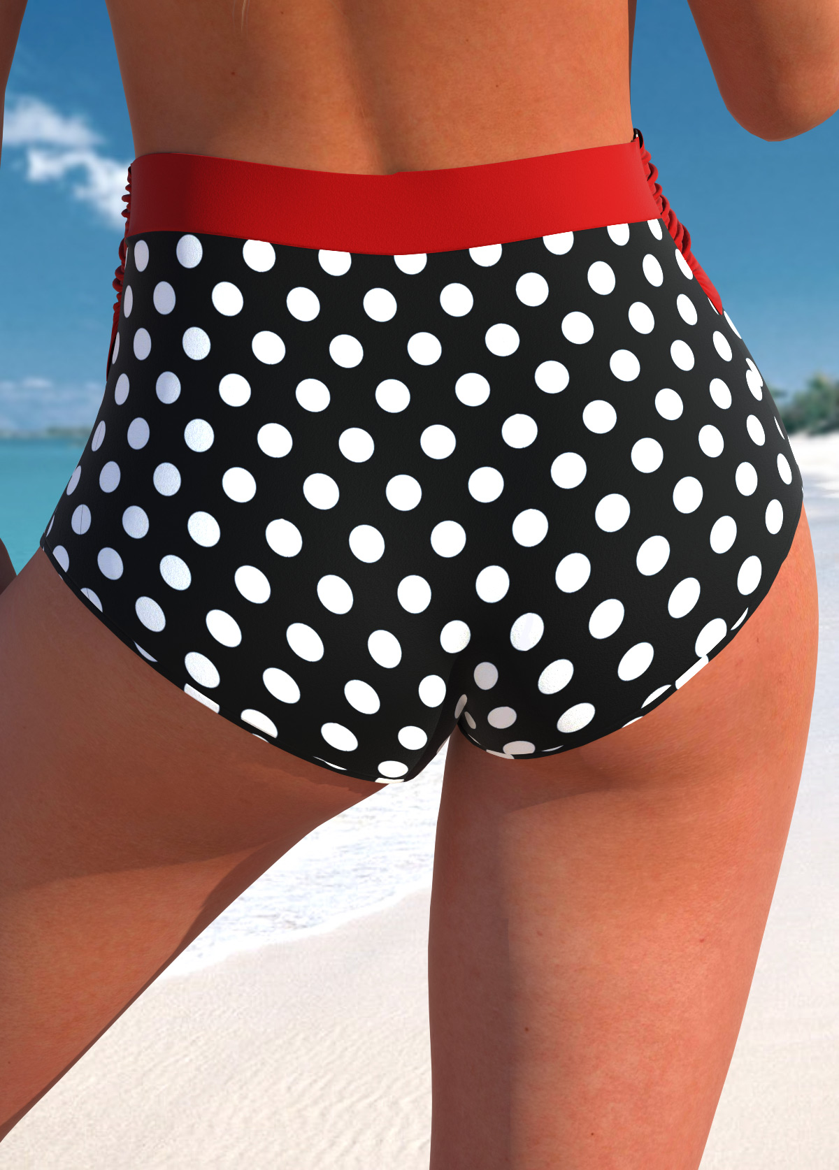 High Waisted Polka Dot Red Bikini Bottom | picture 