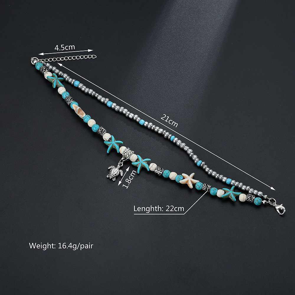 Asymmetrical Design Silver Jade Detail Anklet | picture 