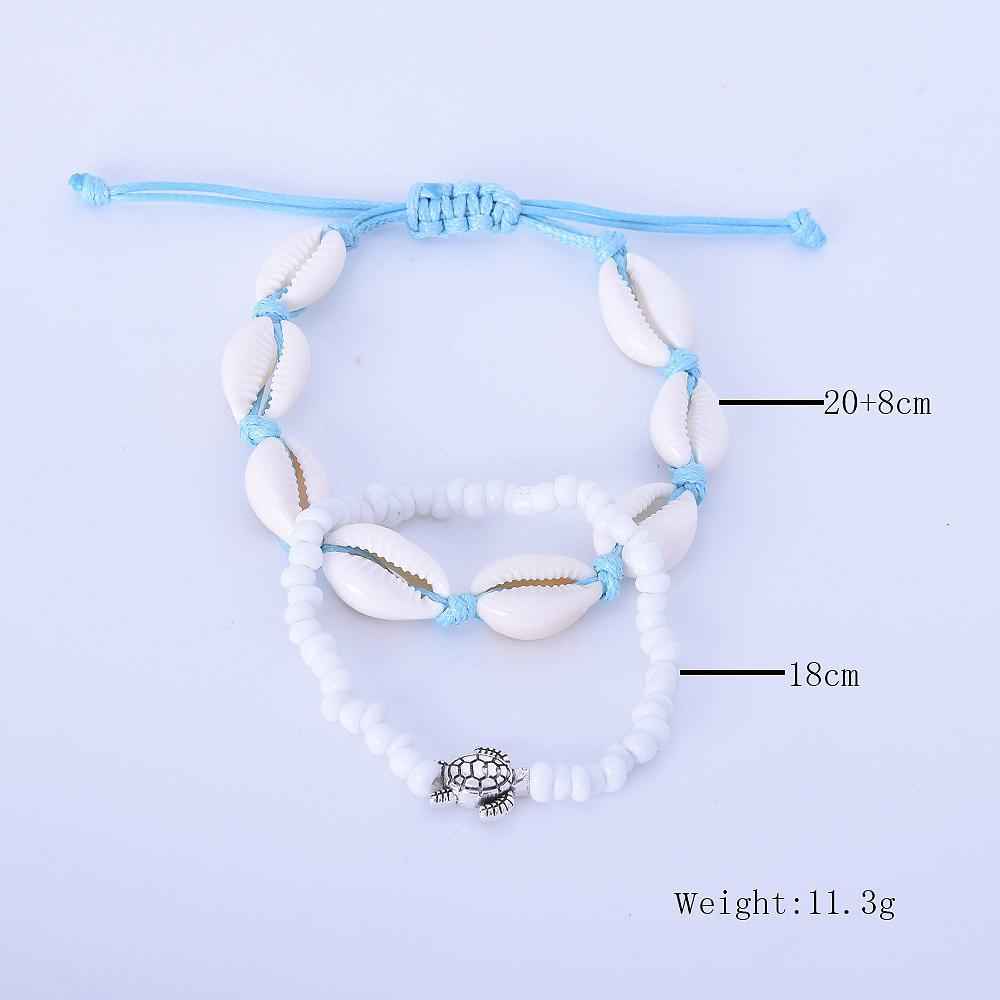 White Asymmetrical Shell Design Anklet Set | picture 