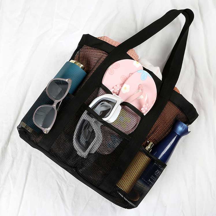 Black Color Mesh Detail Open Hand Bag | picture 