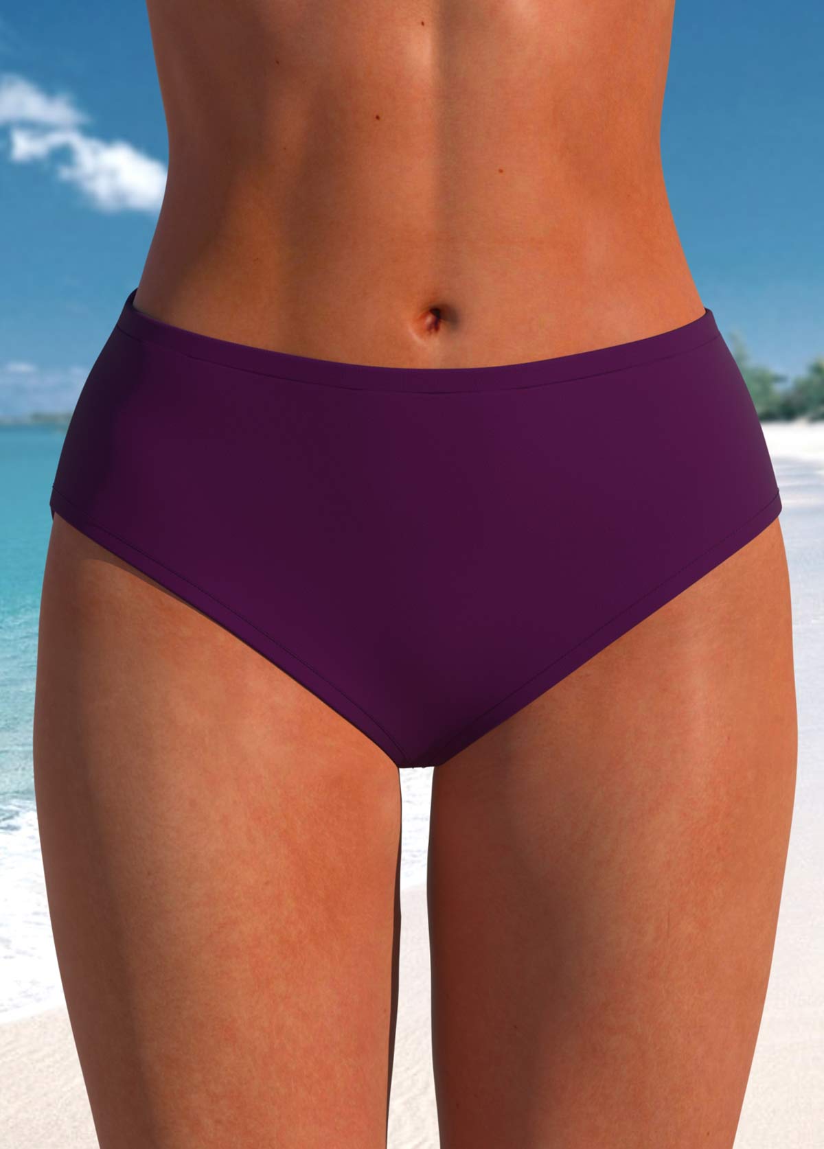 Mid Waisted Dark Purple Bikini Bottom