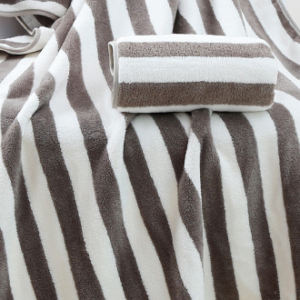 Dark Grey Striped Contrast Beach Blanket