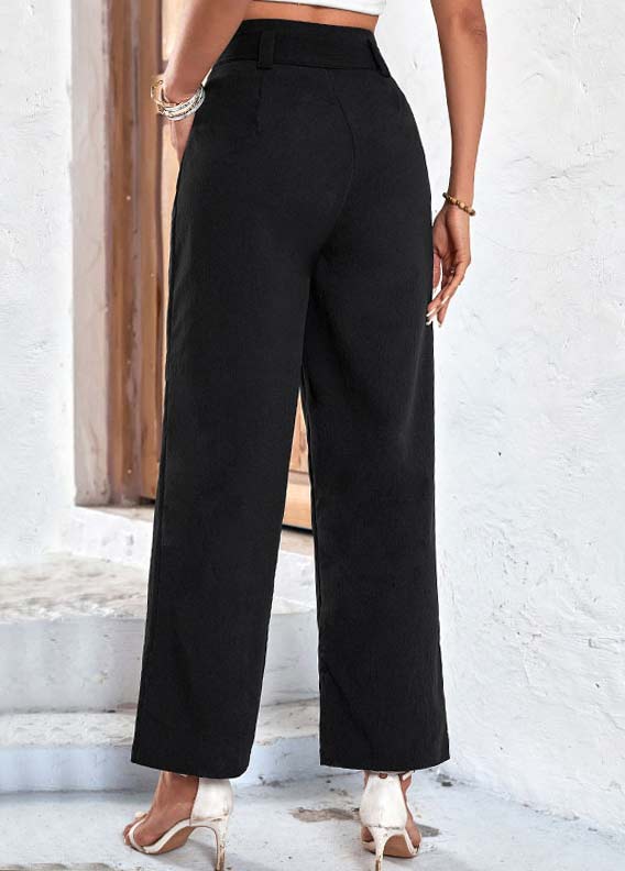 Black Bowknot Belted Drawastring High Waisted Pants