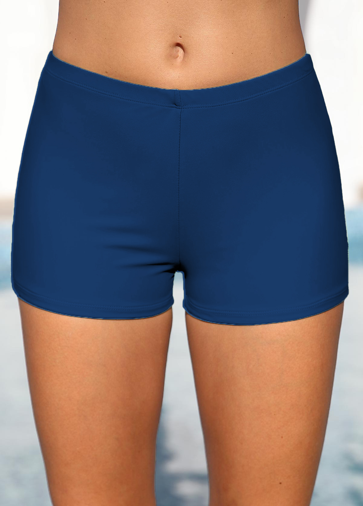 Mid Waisted Blue Stretch Swim Shorts