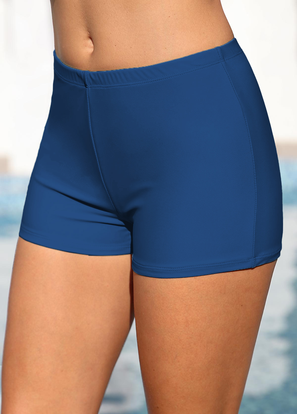 Mid Waisted Blue Stretch Swim Shorts
