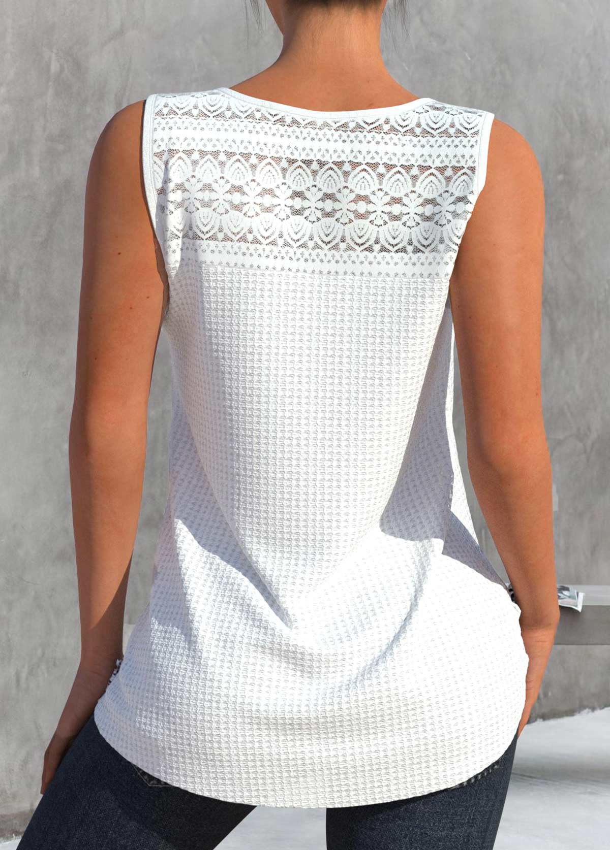 White Lace V Neck Tank Top | picture 