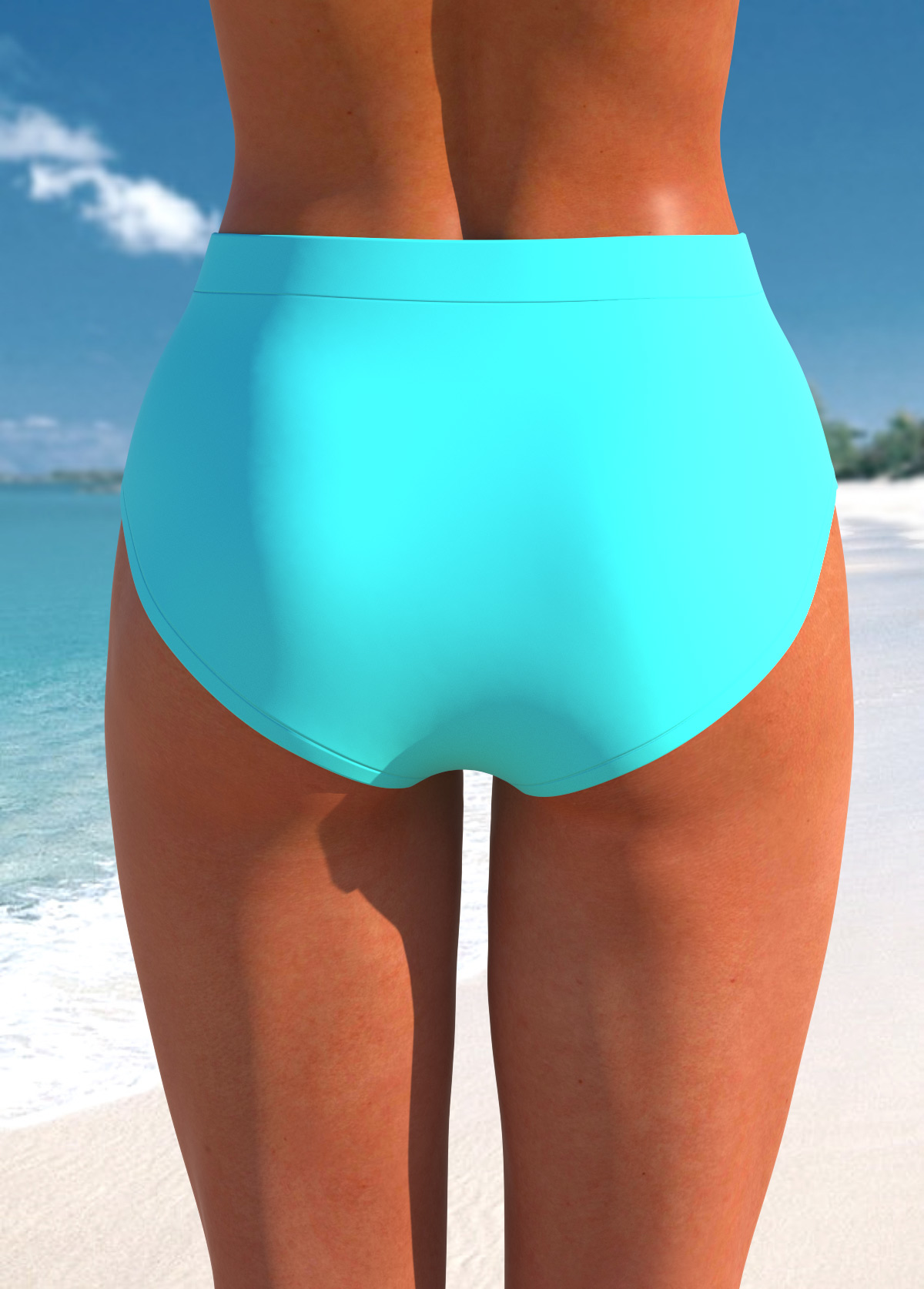 High Waisted Cyan Skinny Bikini Bottom