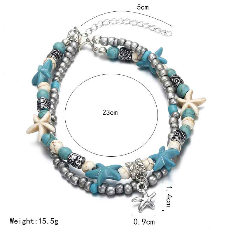 Silvery White Alloy Design Star Anklet