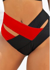 Contrast Cross Strap High Waist Bikini Set | thumb picture 