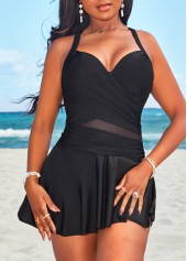 Criss Cross Black Mesh Swimdress Top-No Bottom | thumb picture 