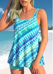 Tie Dye Print Cyan Double Straps Tankini Top-No Bottom | picture 3