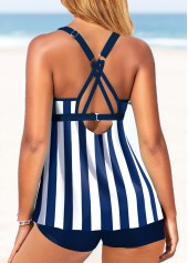 Criss Cross Striped Navy Tankini Top-No Bottom | picture 2