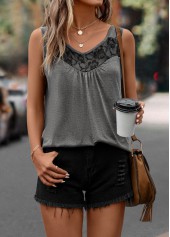 Dark Grey Lace Scoop Neck Tank Top | thumb picture 