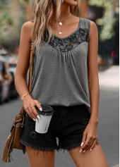Dark Grey Lace Scoop Neck Tank Top | thumb picture 