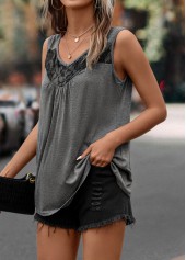 Dark Grey Lace Scoop Neck Tank Top | thumb picture 