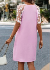 Pink Mesh H Shape V Neck Dress | thumb picture 