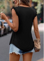 Black Frill Split Neck Tank Top | thumb picture 