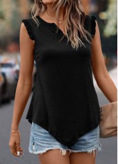 Black Frill Split Neck Tank Top | thumb picture 